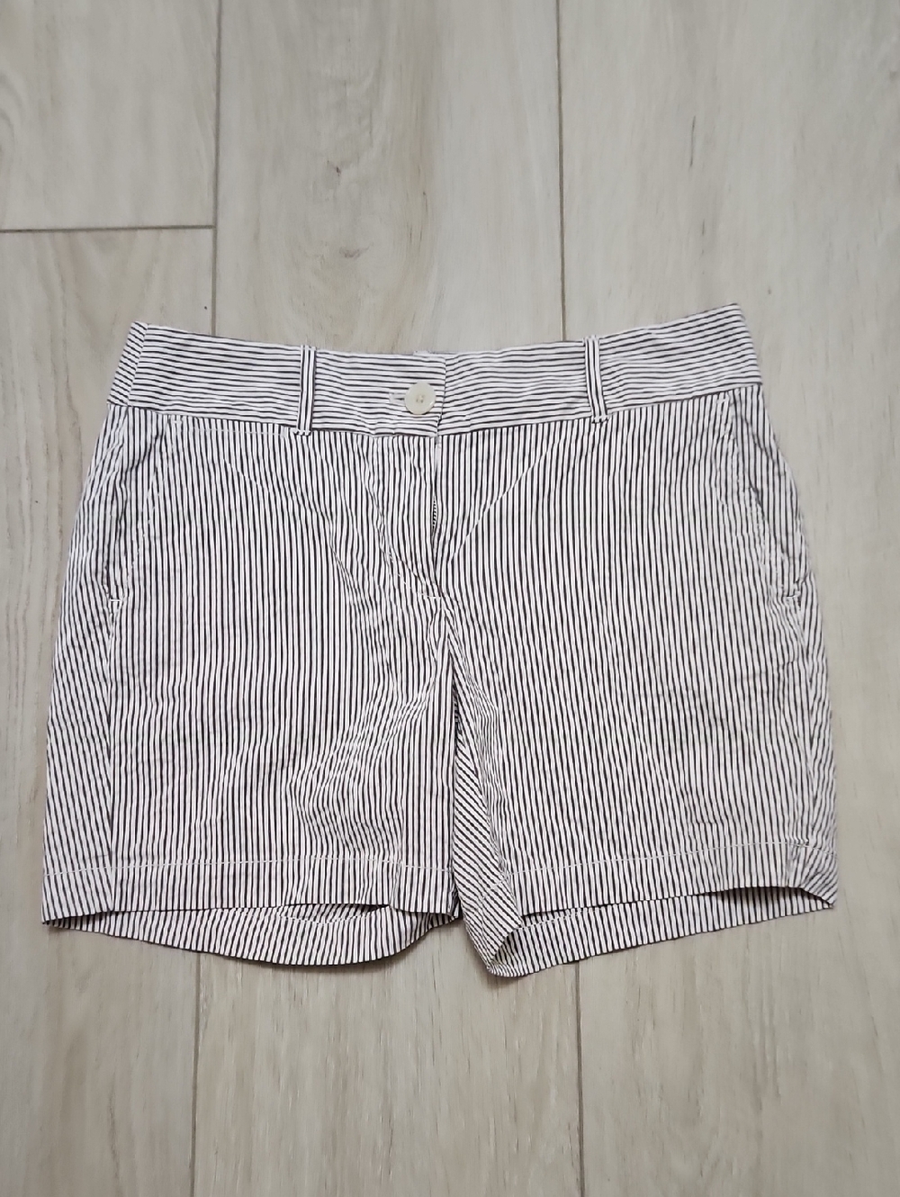 Loft Chambray White and Brown Striped Women's Shorts
